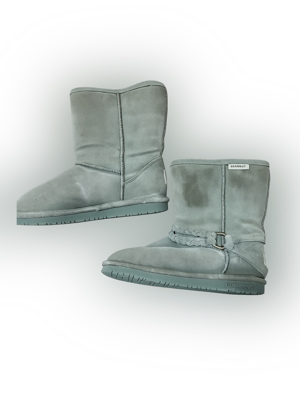 Bearpaw Suede Shearling Lined Mid Calf Boots Women’s Size 8 Olive Green